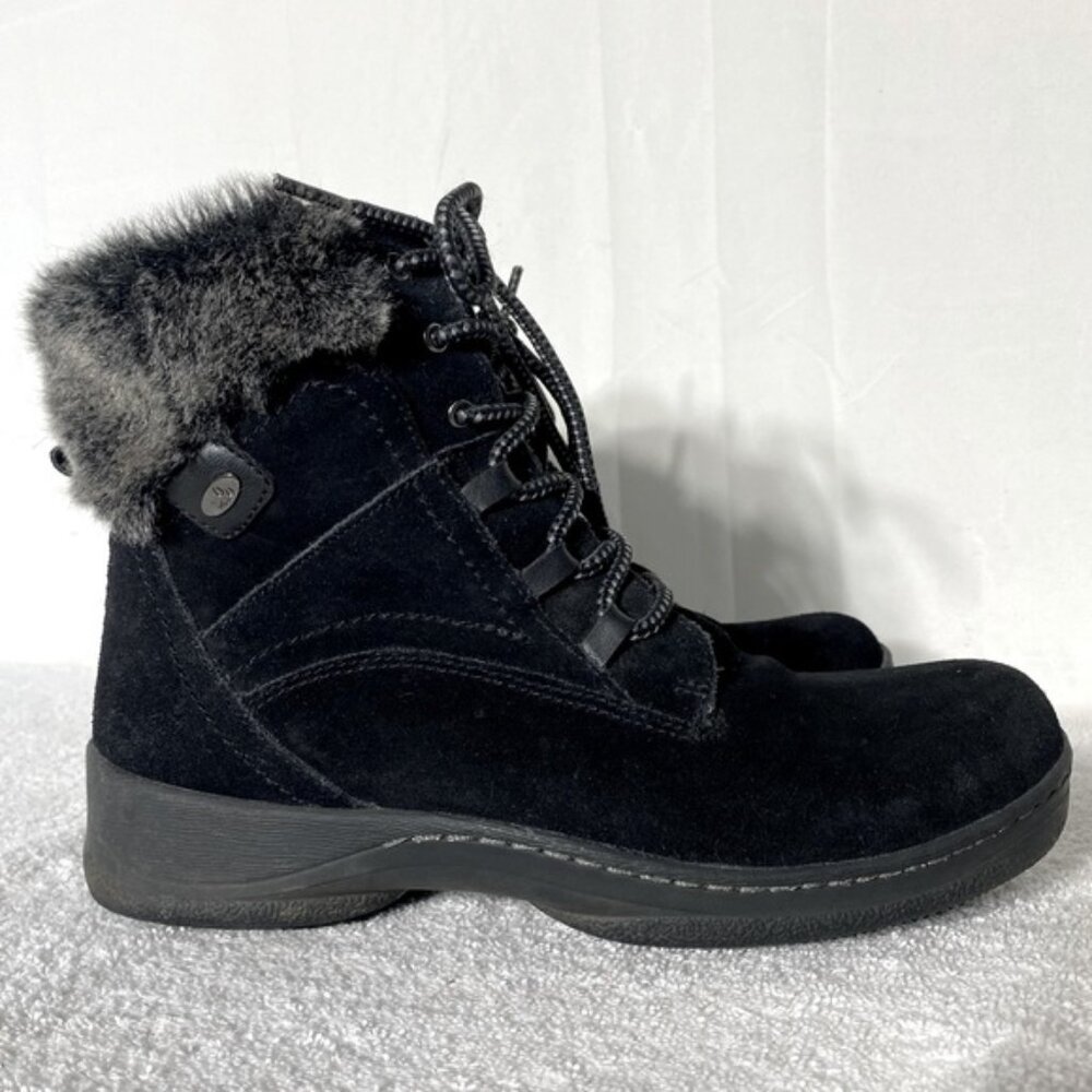 SOLD-Denver Hayes Quad Comfort Black Suede Faux Fur Lined Ankle Boots 8